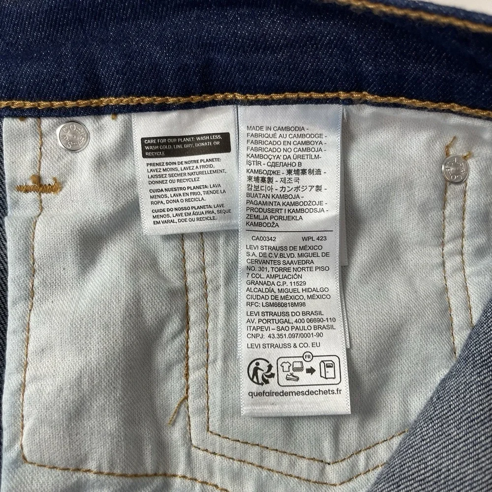 Levis 513 Jeans Mens 36x32 Blue Slim Straight Dark Wash Stretch Denim Preppy NEW